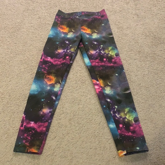 girls size 10-12 galaxy print leggings - Picture 1 of 4